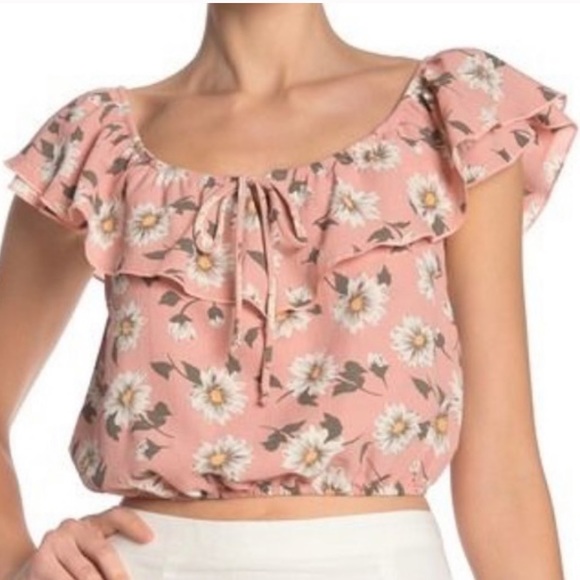 NWT Show me your Mumu Darla ruffle Floral crop top - Picture 2 of 6